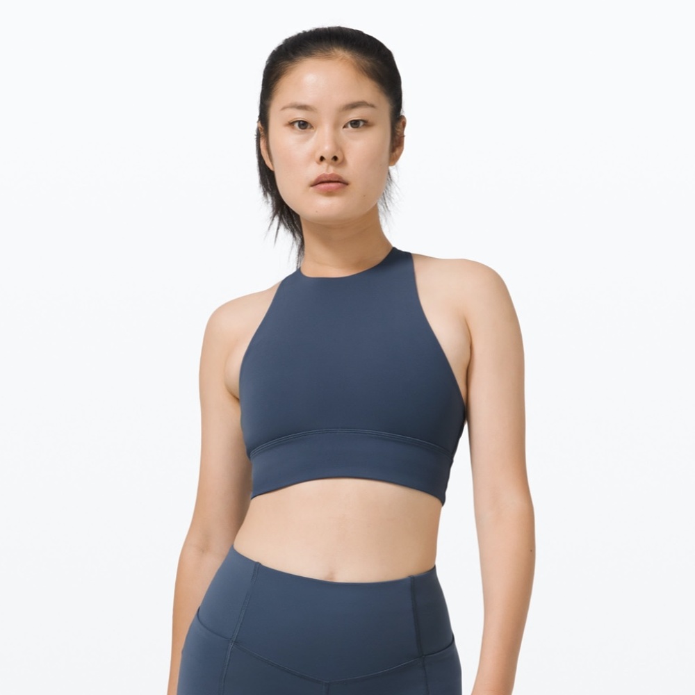BNWT Energy Bra High Neck Long Line - Iron Blue